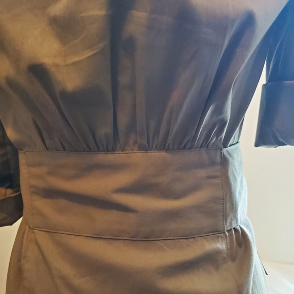 DVF Vintage Khaki Tan Safari Shirt Button Dress w Tie - Picture 6 of 10